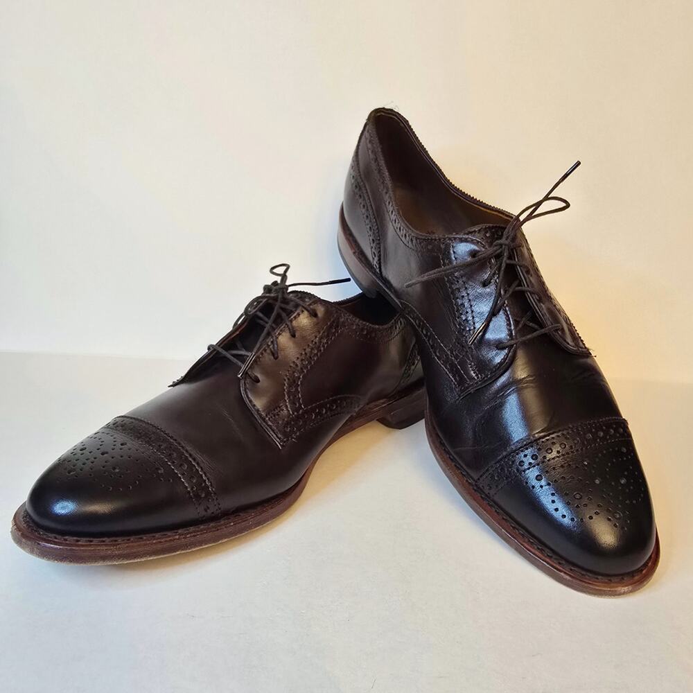 Allen Edmonds Brown Captoe Derby Oxfords Sanford Wingtips Dress Size 11D Leather